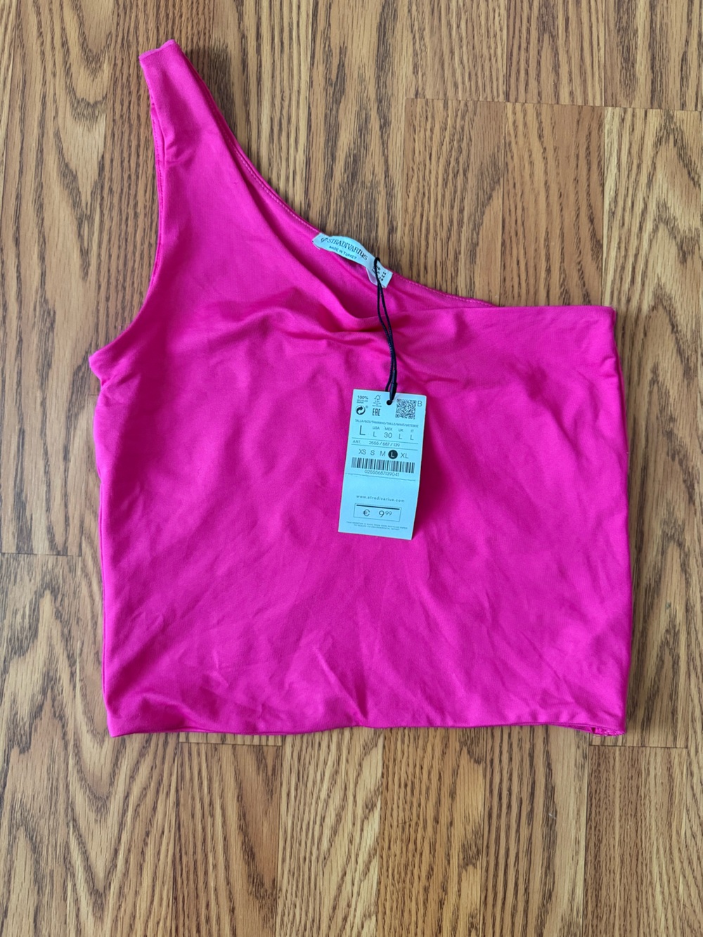 One-Shoulder Hot Pink Women's Crop Top